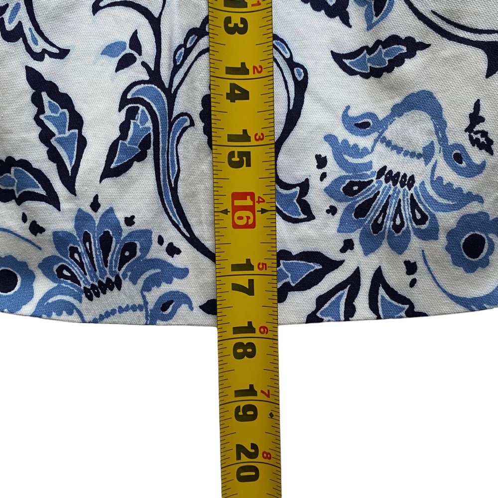 Ann Taylor Loft Skirt Cream Blue Floral Size 0 Petite Floral Pockets Pleated - Picture 10 of 12